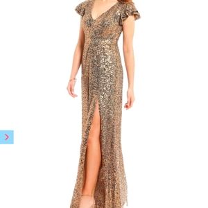 Gold Sequin Badgley Mischka Formal Gown